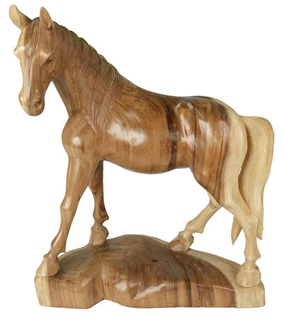 Wooden Horse 60Cm Natural Finish